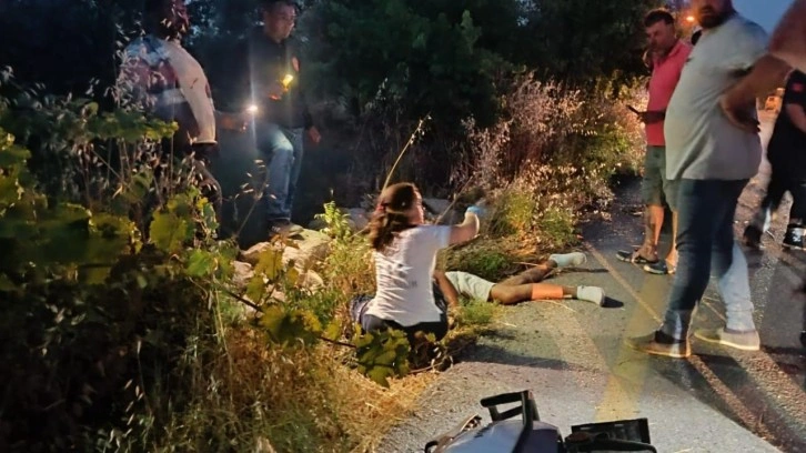 Aydın’da motosiklet şarampole uçtu!