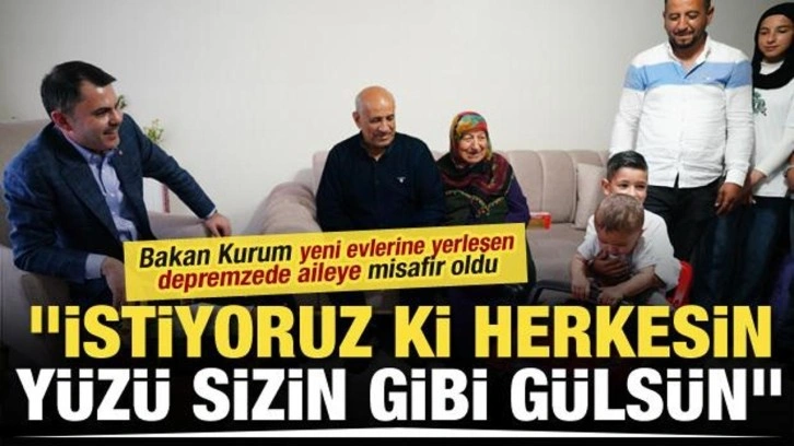 Bakan Kurum, Dikmece'de yeni evlerine yerleşen depremzede aileye misafir oldu