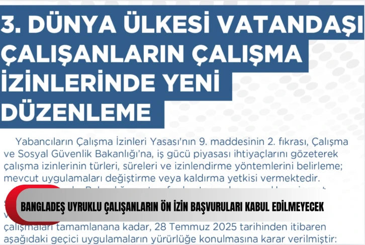 Çalışma Bakanlığı, üçüncü dünya ülkesi çalışanların çalışma izinlerine yeni düzenleme getirdi