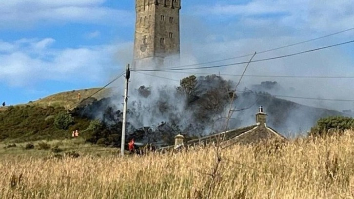İngiltere'de Castle Hill Tepesi’nde yangın