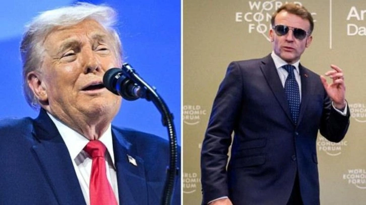 Macron, Trump'ın diline d&uuml;şt&uuml;: Davos'ta g&ouml;zl&uuml;kleri alay konusu oldu!