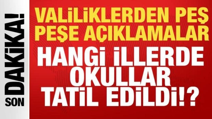 Valiliklerden peş peşe son dakika a&ccedil;ıklamalar: 13 Ocak Salı g&uuml;n&uuml; okul tatili olan iller...