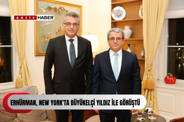  Cumhurbaşkanı Erh&uuml;rman, New York'ta B&uuml;y&uuml;kel&ccedil;i Yıldız ile g&ouml;r&uuml;şt&uuml;