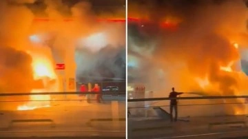 Çekmeköy'de araç benzinliğe daldı, facianın eşiğinden dönüldü