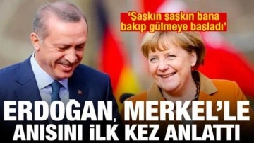Erdoğan, Merkel'le bayrak anısını anlattı: Şaşkın şaşkın bana bakıp gülmeye başladı