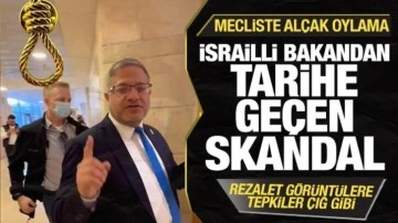 İsrailli bakandan tarihe geçen skandal! Yağlı urgan rozeti taktı! Mecliste alçak oylama