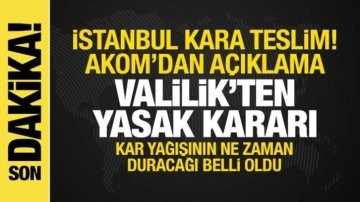 İstanbul kara teslim! Valilik'ten yasak kararı! Kar yağışının ne zaman duracağı belli oldu