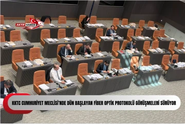  KKTC Cumhuriyet Meclisi&rsquo;nde d&uuml;n başlayan Fiber Optik Protokol&uuml; g&ouml;r&uuml;şmeleri s&uuml;r&uuml;yor