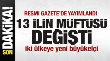 Resmi Gazete'de yayımlandı! 13 ilin m&uuml;ft&uuml;s&uuml; değişti! İki &uuml;lkeye yeni b&uuml;y&uuml;kel&ccedil;i