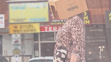 Sokakta kafasında kartonla gezdi, görenleri şaşkına çevirdi!