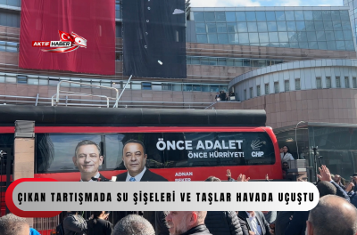 &ccedil;ıkan tartışmada su şişeleri havada u&ccedil;uştu